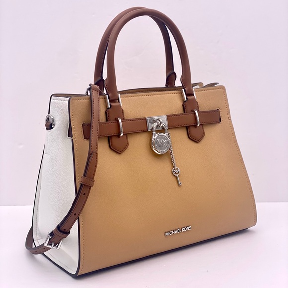 Michael Kors Hamilton Medium Color-Block Leather Satchel - Picture 13 of 14